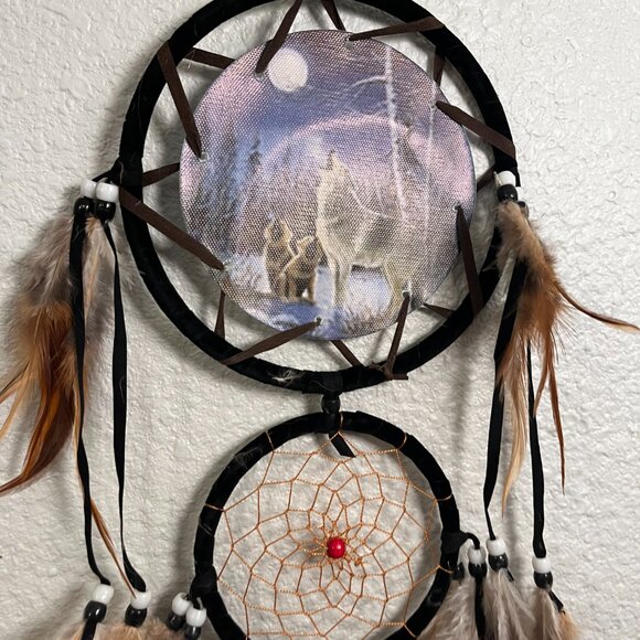 Eco friendly natural hand-crafted web dreamcatcher windchime wall decor hanging - Picture 2 of 3